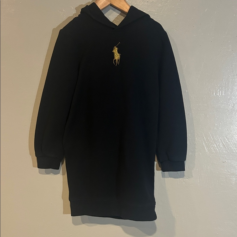 Polo by Ralph Lauren Black Dress with Gold Emblem